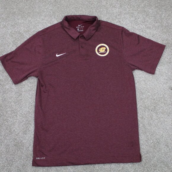 Nike Central Michigan Polo Shirt Men Small Red CMU Dri-Fit Short Sleeve Pullover - Picture 1 of 11